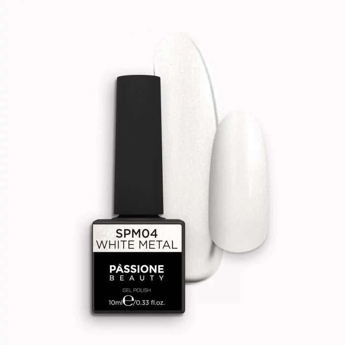 Esmalte Semipermanente SPM4 White Metal - Esmalte semipermanente SPM4 White Metal, blanco metálico perlado