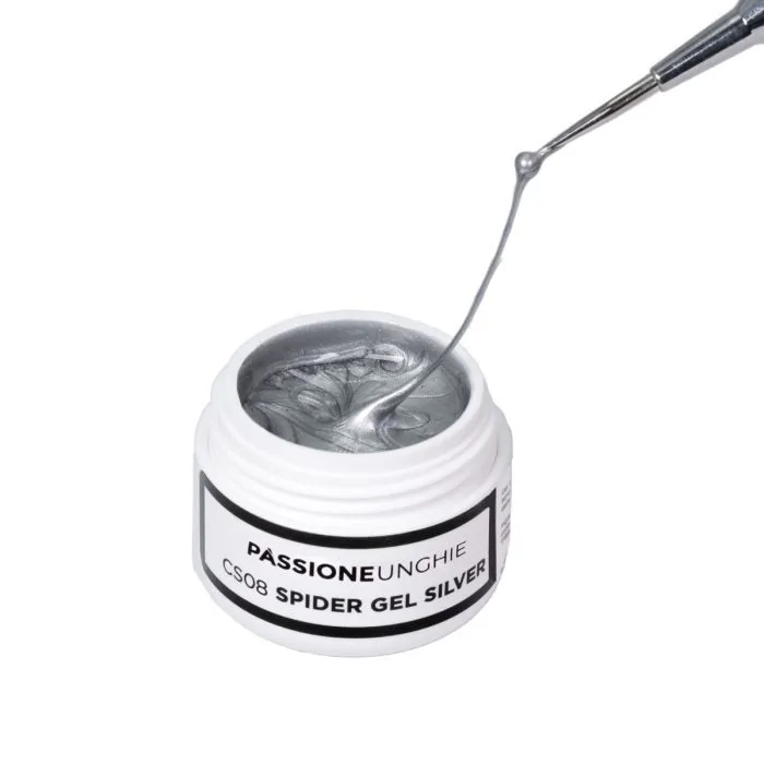 Spider Gel Silver-5ml - Gel élastique argenté pour ongles pour nail arts abstraits