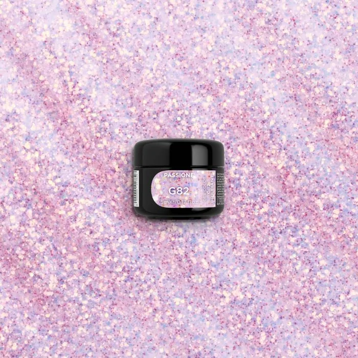Gel Glitter G82 Brilliant - Gel couleur pailleté transparent rosé - détail 1