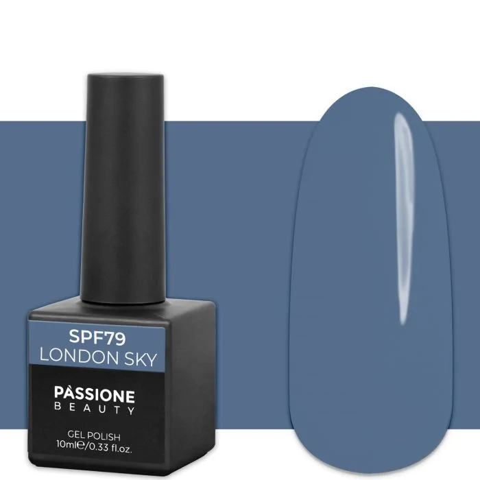 Gel Nail Polish GPF79 London Sky  - GPF79 London Sky gel polish, grey and light blue