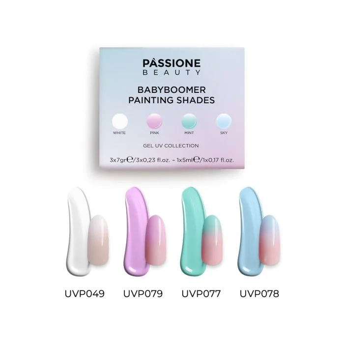 Babyboomer Painting Shades Gel Kit - Kit de 4 geles para nail art de efecto Babyboomer
