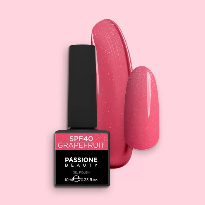 Gel Nail Polish GPF40 Grapefruit  - GPF40 Grapefruit gel polish, grapefruit pink with micro glitter