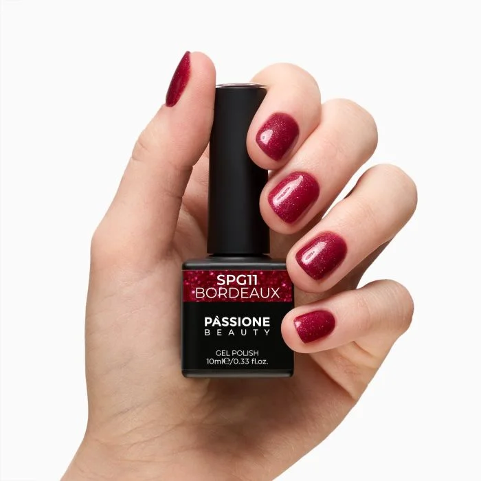Esmalte Semipermanente EPG11 Bordeaux - Esmalte semipermanente EPG11 Bordeaux, rojo oscuro con microbrillos - detalle 2