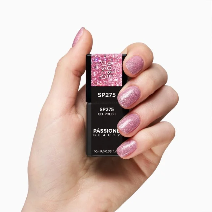 Smalto semipermanente SP275 Rosé Disco - Colore semipermanente rosa con micro-glitter olografici  - dettaglio 2