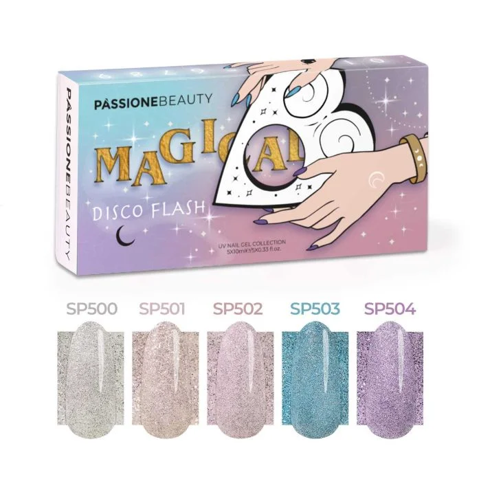 Magical Disco Flash Kit - Collection of gel polishes with microglitter with flash effect