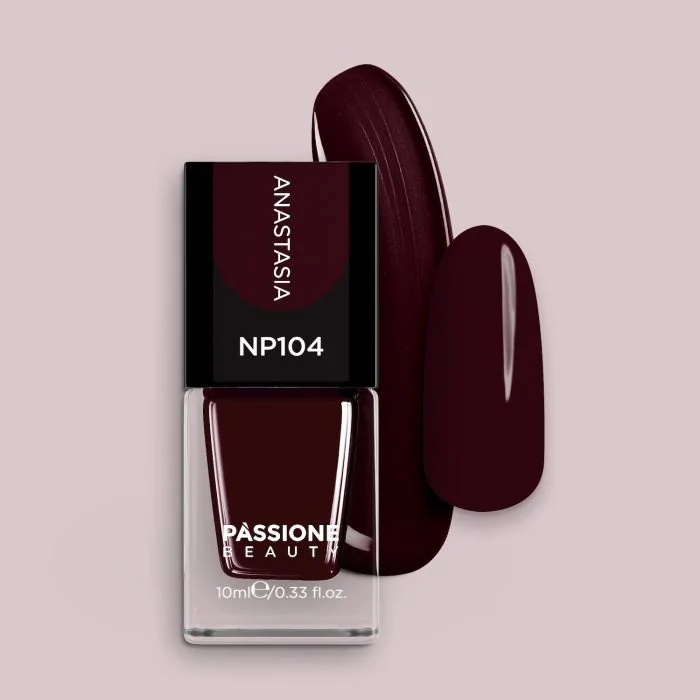 Vernis NP104 Anastasia - Vernis à ongles couleur bordeaux foncé aux tons violets 