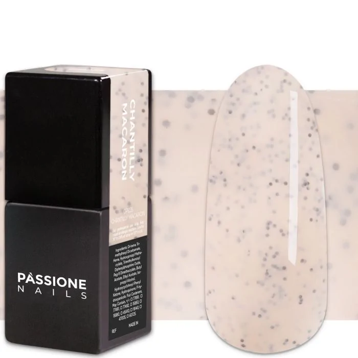 Gel Nail Polish GP235 Chantilly Macaron - Pastel Ivory Gel Polish with black particles - detail 1