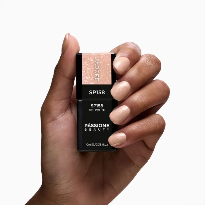 Gel Nail Polish SP158 J'Adore - Nude Pink Gel Polish with Silver Micro-glitter - detail 2