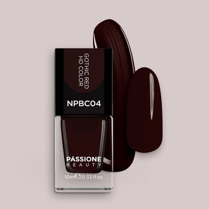 Esmalte NPBC04 Gothic Red HD Color - Esmalte color burdeos oscuro con tonos marrones