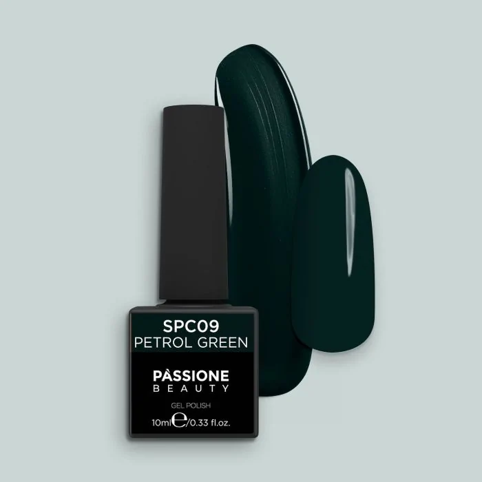 Esmalte Semipermanente EPC09 Petrol green - Esmalte semipermanente coloreado EPC9 Petrol Green, entre verde oscuro y azul