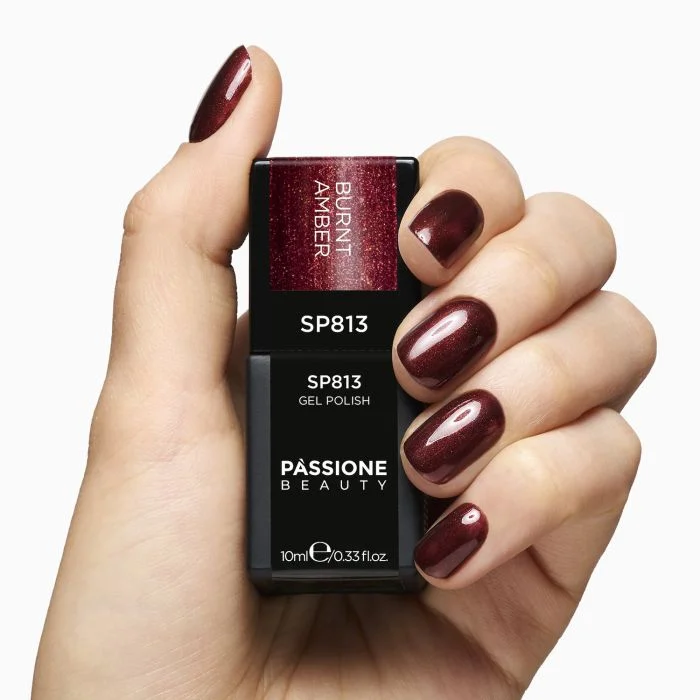 Vernis semi-permanent SP813 Burnt Amber - Vernis semi-permanent marron métallisé - détail 1