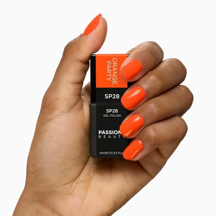 Smalto semipermanente SP28 Orange Party - Colore semipermanente arancione fluo - dettaglio 1