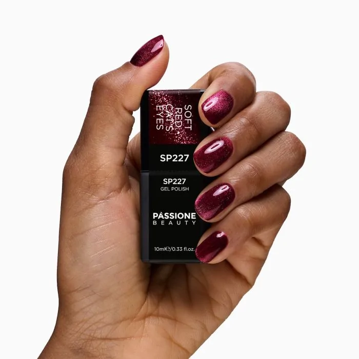 UV-Nagellack SP227 Soft Red Cat's Eyes - UV-Nagellack Bordeaux Cat-Eye-Effekt - Detail 1