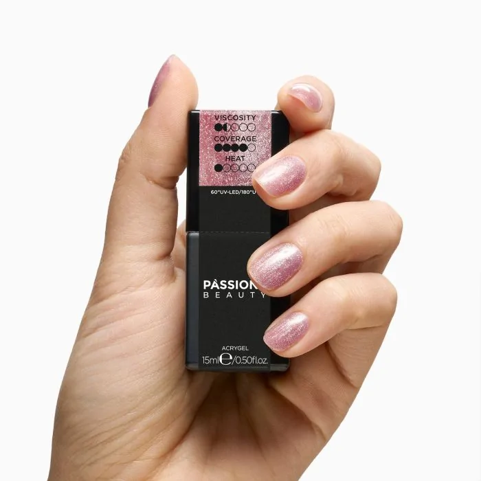 Liquid AcrilGel® Rose Gold 15ml  - Costruttore autolivellante bassa viscosità rosa con micro-glitter platino - dettaglio 1