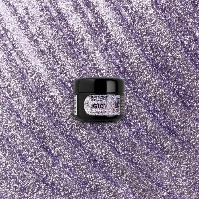 Gel Glitter G101 Glowish - Gel couleur pailleté lilas - détail 1