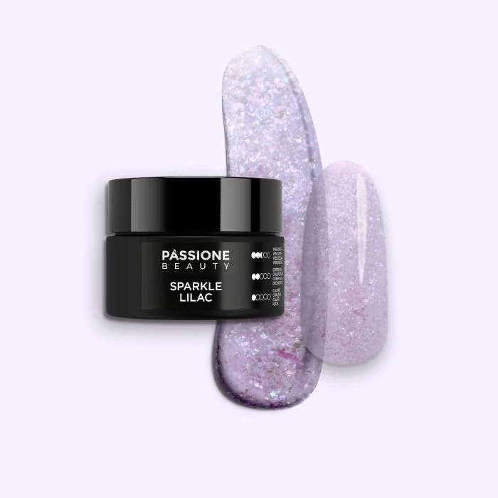 Sparkle Lilac 15 ml - Builder gel autonivelante lila con purpurina rosa iridiscente