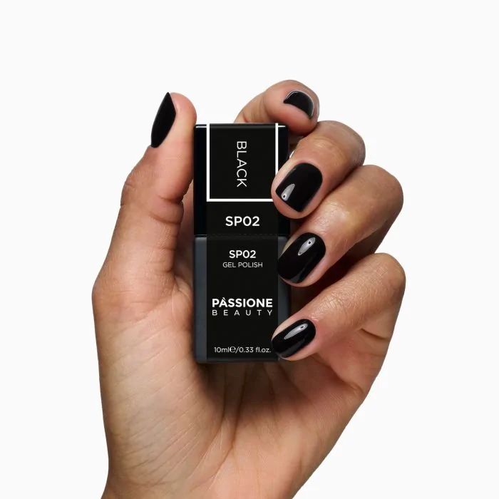 Esmalte Semipermanente SP02 Black - Esmalte semipermanente negro autosellante - detalle 1