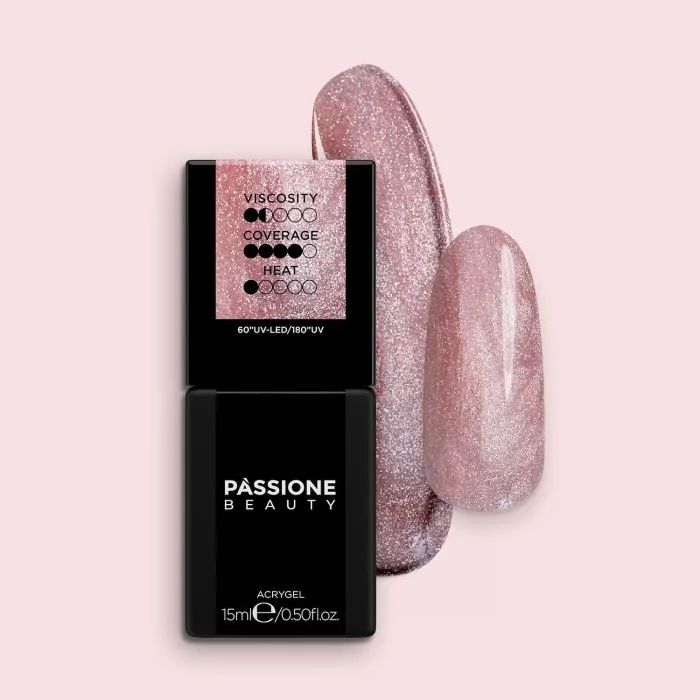 Liquid AcrilGel® Rose Gold 15ml  - Costruttore autolivellante bassa viscosità rosa con micro-glitter platino