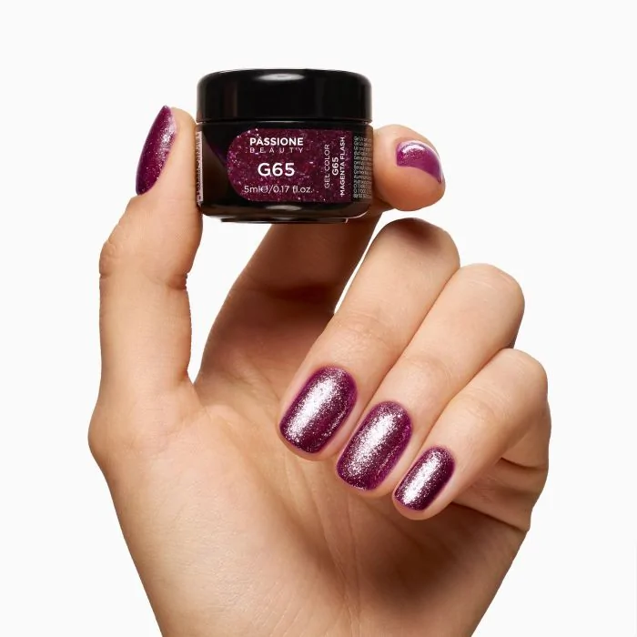 Gel Glitter G65 Magenta Flash - Gel couleur pailleté magenta - détail 1