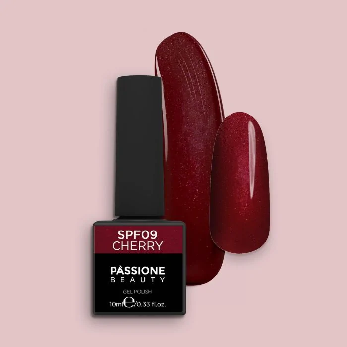 Vernis semi-permanent VSF09 Cherry - Vernis semi-permanent bordeaux, illuminé de reflets lumineux