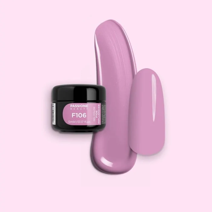 Gel color F106 Influencer - Gel colorante rosa polvo frío autosellador