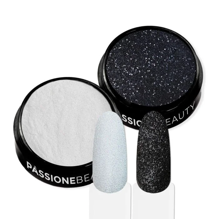 Vip Sugar Glitter-2gr - Glitter para uñas, blanco y negro rosado