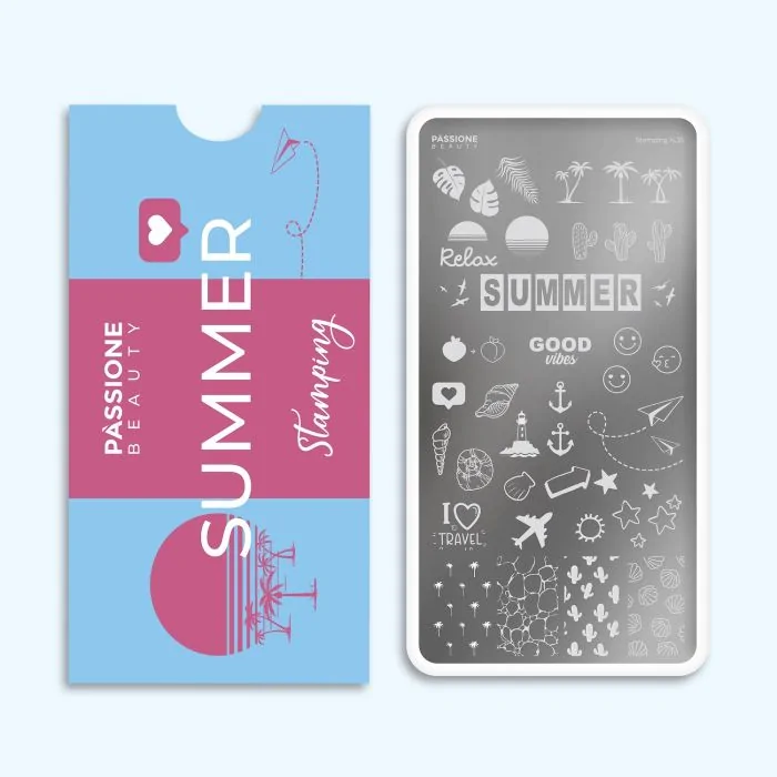 Summer - Stamping Plate - Stamping plate with summer nail decorations