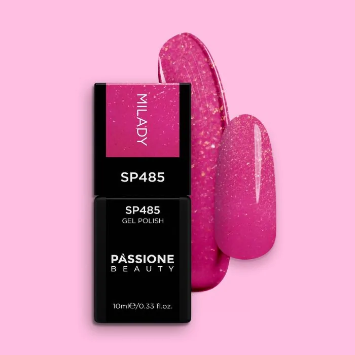 Vernis semi-permanent SP485 Milady - Vernis semi-permanent magenta avec micro-paillettes or