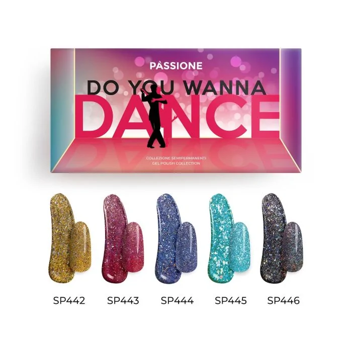 Do you wanna dance? Kit - Collection of gel polishes with reflective holographic flakes