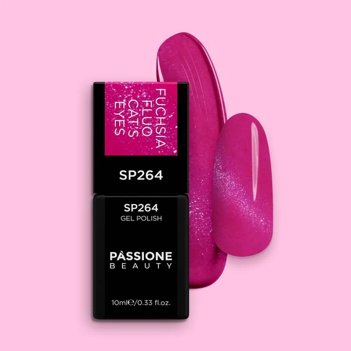 Gel Nail Polish SP264 Fuchsia Fluo Cat Eye - Fuchsia Gel Polish Cat Eye Effect