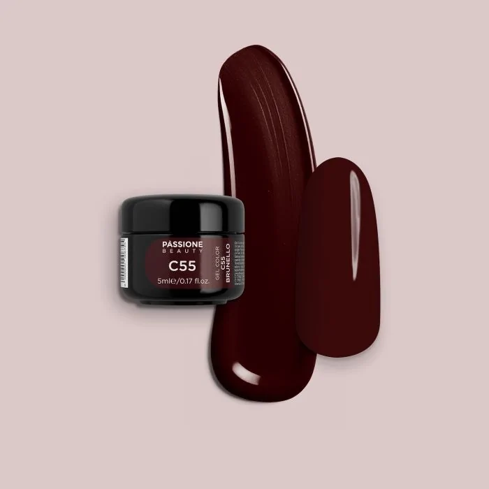 Gel Color C55 Brunello - Gel color rojo oscuro