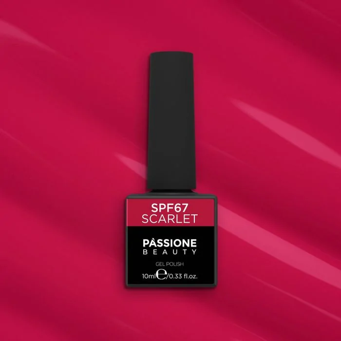 Gel Nail Polish GPF67 Scarlet  - GPF67 Scarlet gel polish, red and magenta - detail 1