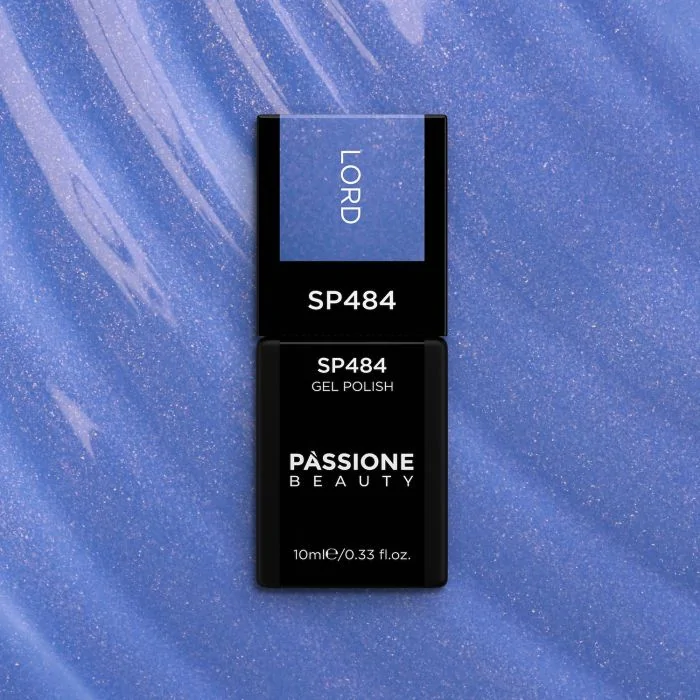 Gel Nail Polish SP484 Lord - Pearlescent Denim Blue Gel Polish with Silver and Blue Micro-glitter - detail 1