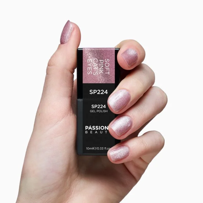 Gel Nail Polish SP224 Soft Pink Cat Eye - Pink Gel Polish with Cat Eye Effect - detail 2