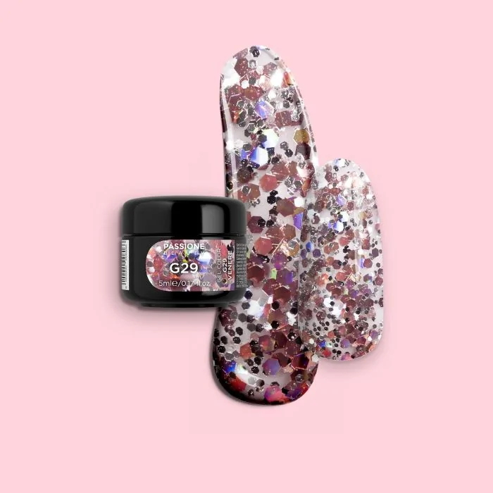 Gel Glitter G29 Venere - Gel couleur pailleté effet arc-en-ciel