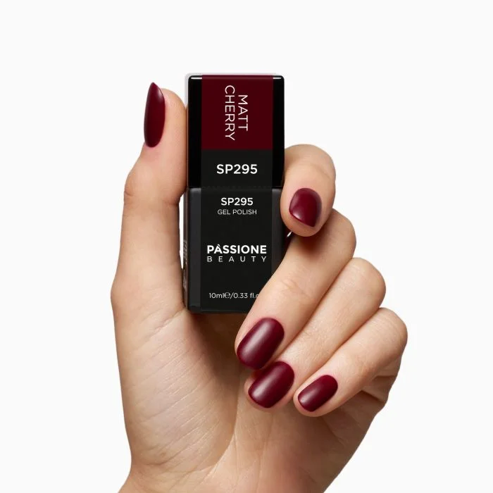 Gel Nail Polish GP295 Matt Cherry - Red gel polish with matt finish - detail 2