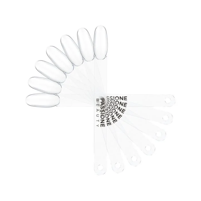 Nuancier Amande Transparent Mat - 50 Tips en éventail - Nuancier en éventail - 50 tips forme amande couleur transparente mate