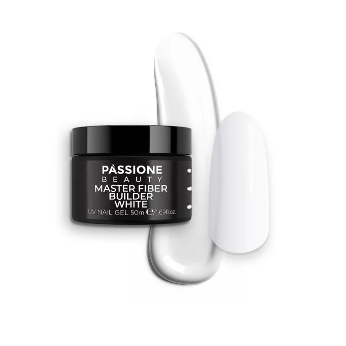 Master Fiber Builder White 50 ml - Gel costruttore autolivellante bianco con fibre di vetro