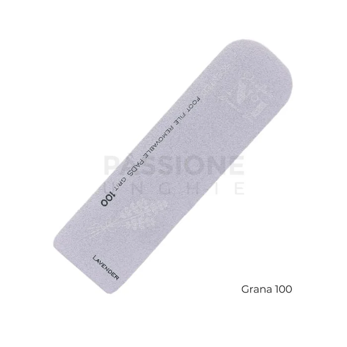 5 Recambios lima pedicura perfumada 100 - Lavanda - Confección de 5 limas adhesivas desechables, granulación 100, con aroma de Lavanda