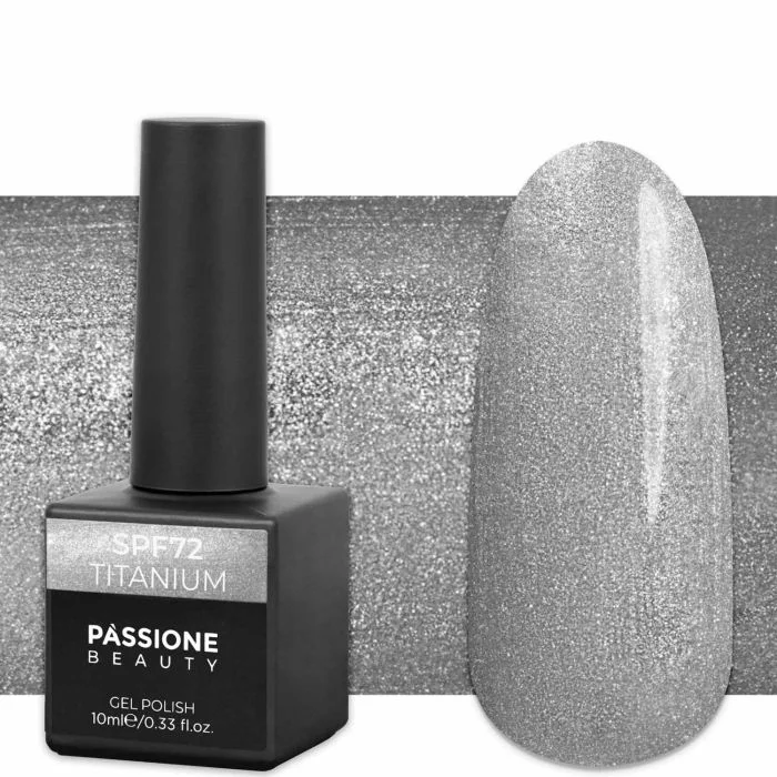 Gel Nail Polish GPF72 Titanium  - GPF72 Titanium gel polish, dark silver
