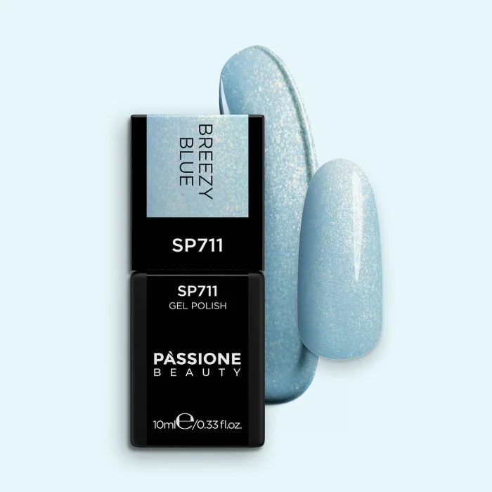 Gel Nail Polish SP711 Breezy Blue - Glittery Light Blue Gel Polish