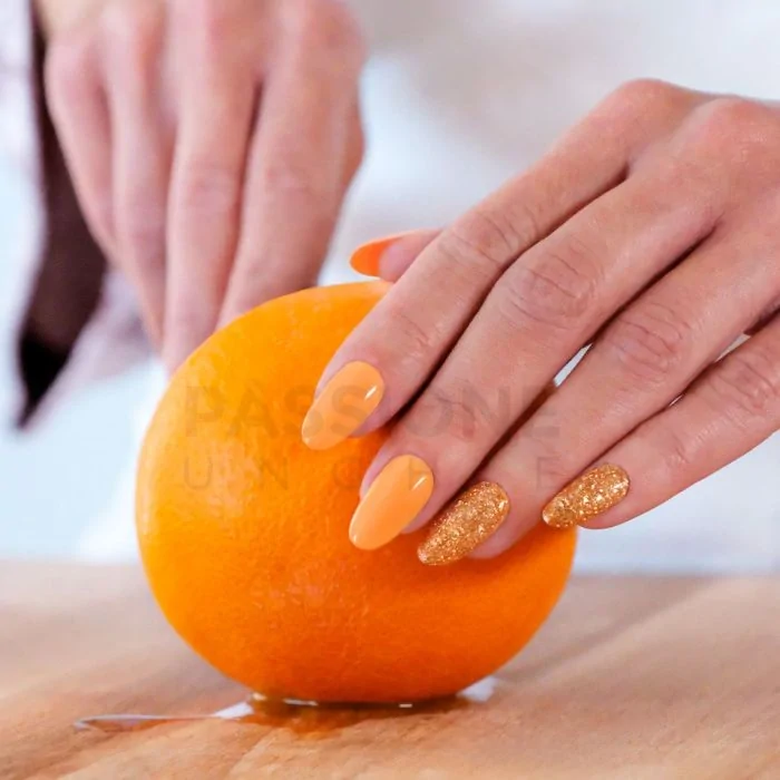 Gel Nail Polish GP120 Papaya Flash  - Orange Gel Polish with golden nuances - detail 1