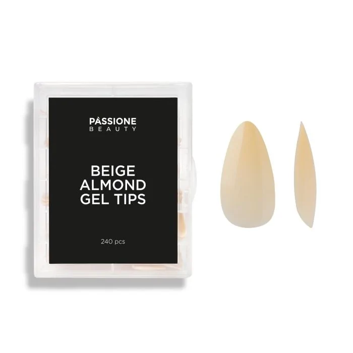 Gel Tip Almendra Beige 240 piezas - Gel tip soak-off almendra beige