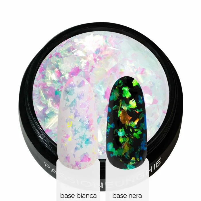 Green Holo Flakes - Paillettes en flocons pour nail art, vert holographique