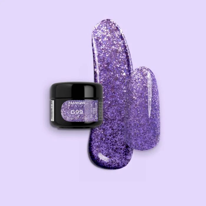 Gel Glitter G99 Splendor - Gel couleur pailleté violet