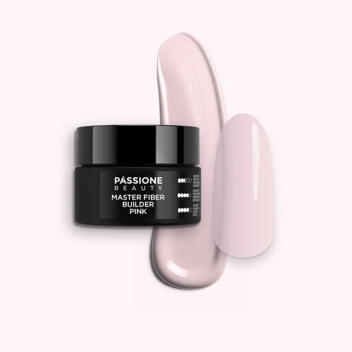 Master Fiber Builder Pink 15 ml - Gel de construction auto-égalisant rose clair avec fibres de verre