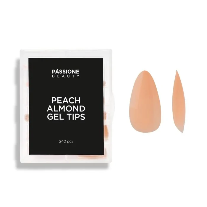 Gel Tip Almendra Peach 240 piezas - Gel tip soak-off almendra melocotón
