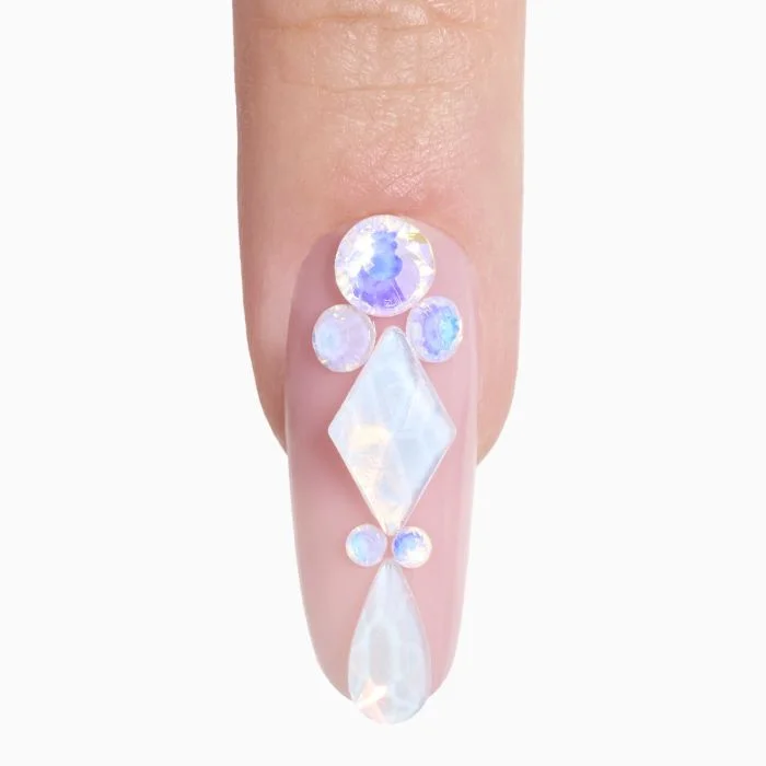 Aurora White Gems Mix - Strass pour ongles, couleur blanc opalescent - détail 1
