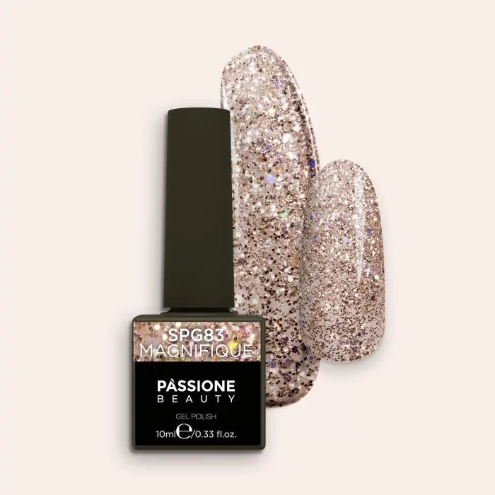 Vernis semi-permanent VSG83 Magnifique - Vernis semi-permanent doré avec micro-paillettes