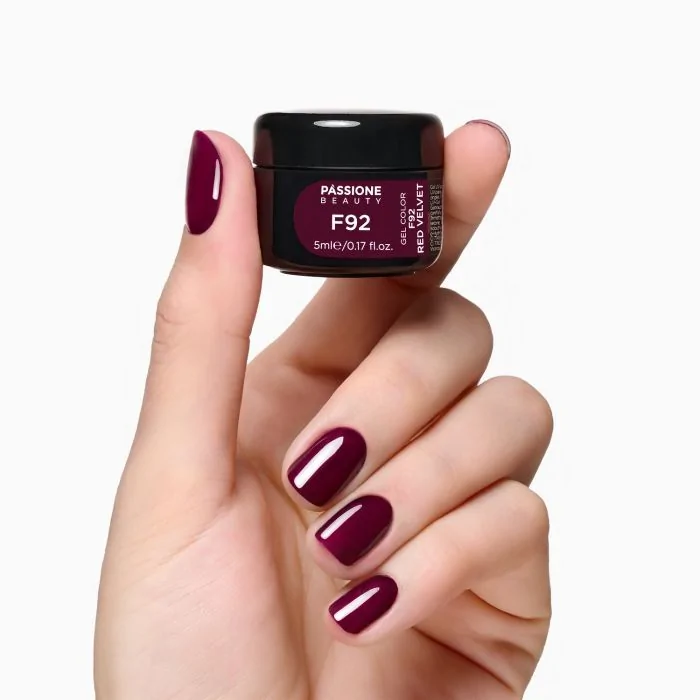 Gel Couleur F92 Red Velvet - Gel couleur auto-scellant bordeaux - détail 2